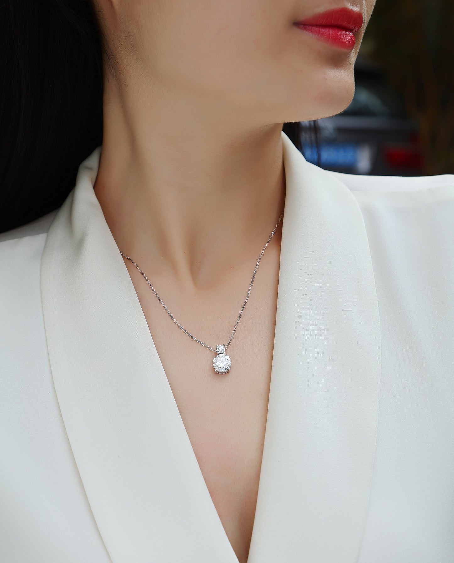 3 Carat Moissanite Pendant Necklace | S925 Sterling Silver, Platinum Plated