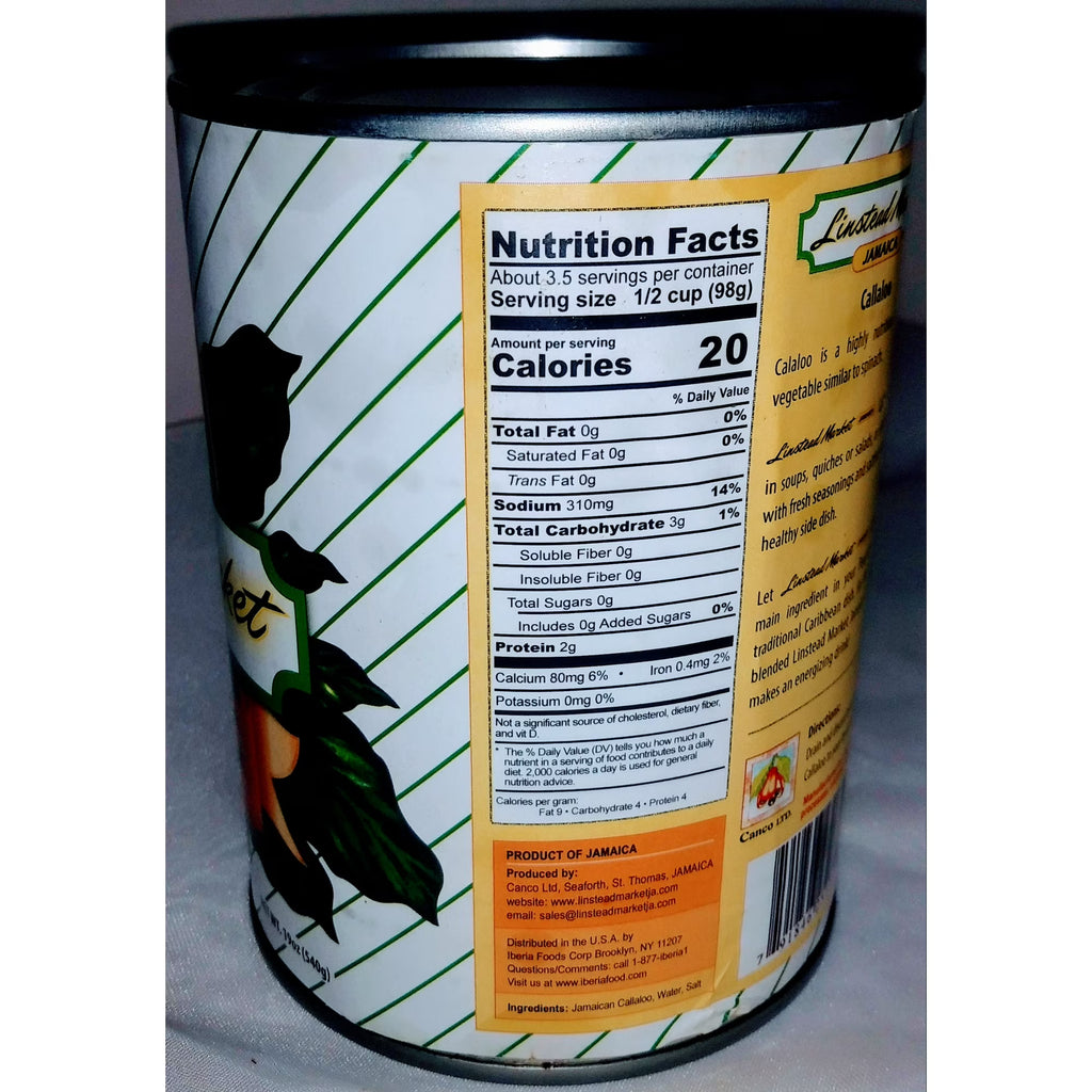 Linstead Market Jamaica Callaloo (Jamaican Spinach), 19 oz | Authentic Caribbean Green