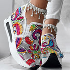 Women's Paisley & Geometric Print Slip-On Sneakers | Lightweight Casual Walking Shoes