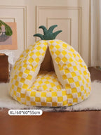 Pineapple Cat Bed – Foldable Semi-Enclosed Cozy Pet Nest
