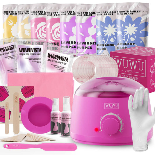 Professional Waxing Kit with Warmer - 79 Piece Hair Removal Set for Face, Body & Bikini