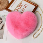 Heart-Shaped Plush Crossbody Bag – Valentine's Day Chain Shoulder Purse for Women