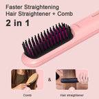 USB Rechargeable Cordless Hair Straightener Brush – Ionic Styling Comb for Men & Women | 3 Heat Settings