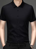 Men's Short Sleeve Button-Up Shirt – Soft Cotton Blend Casual Top