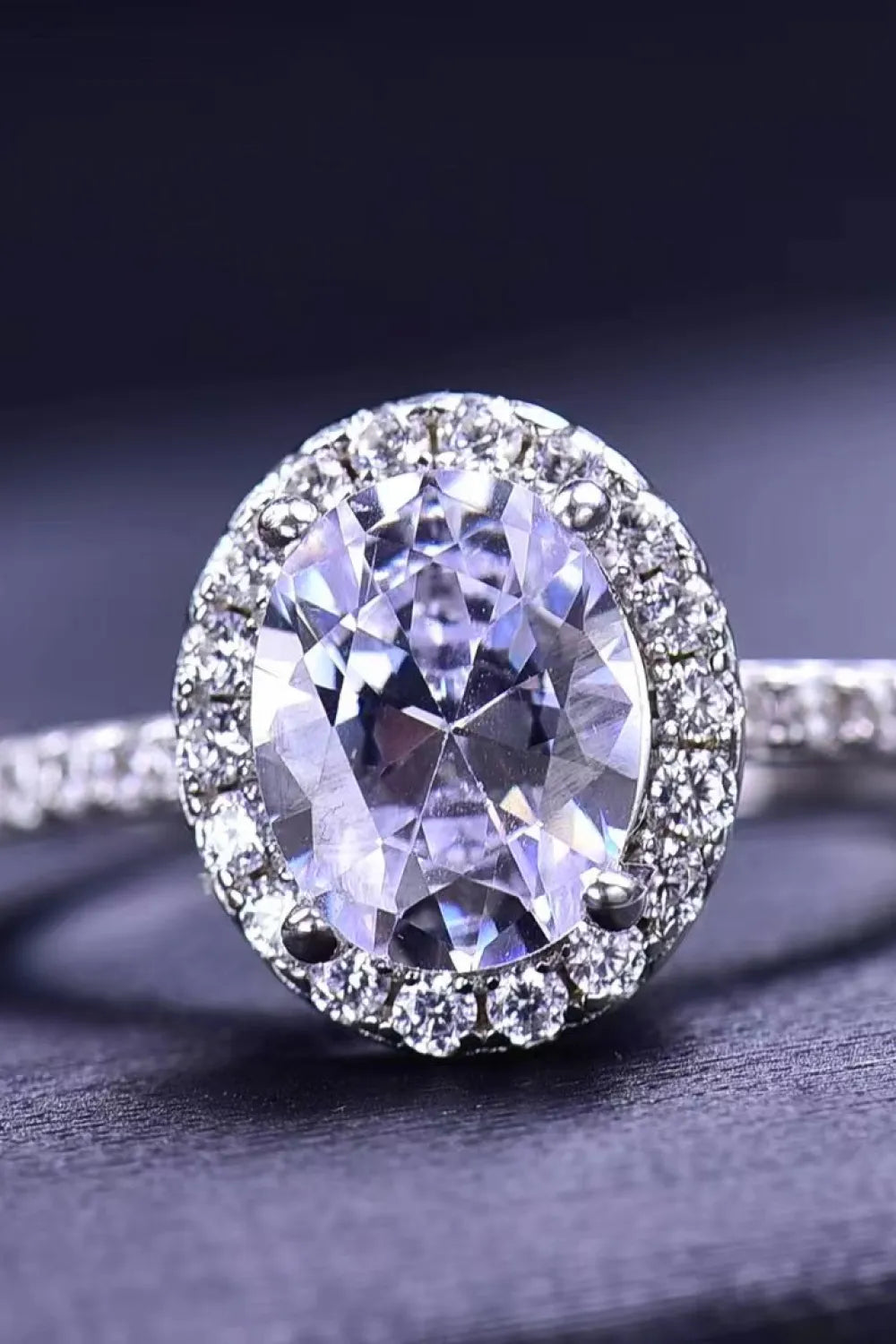 2 Carat Moissanite Engagement Ring | Platinum-Plated 925 Sterling Silver
