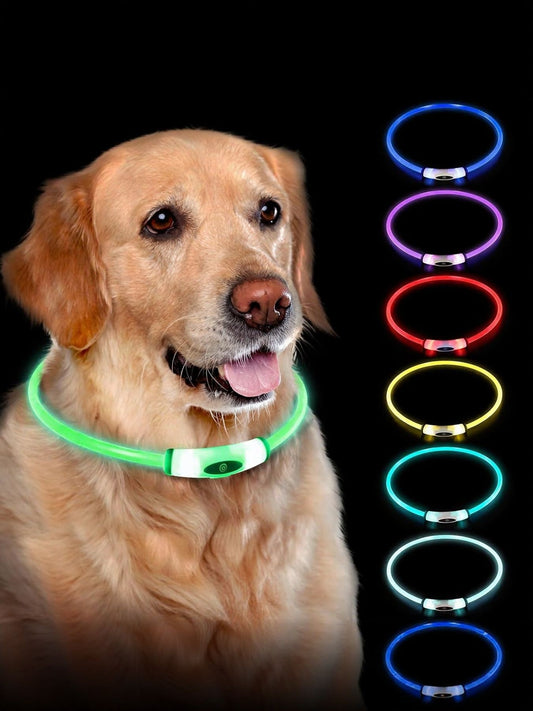 LED Pet Collar – USB Rechargeable, Cuttable & Full 360° Glow | Night Safety for Dogs & Cats