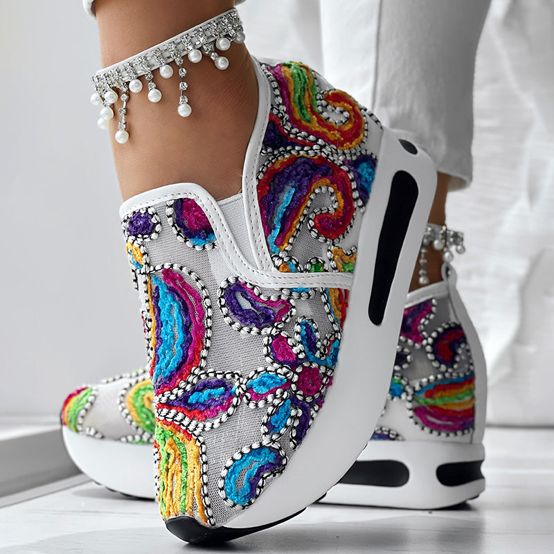 Women's Paisley & Geometric Print Slip-On Sneakers | Lightweight Casual Walking Shoes