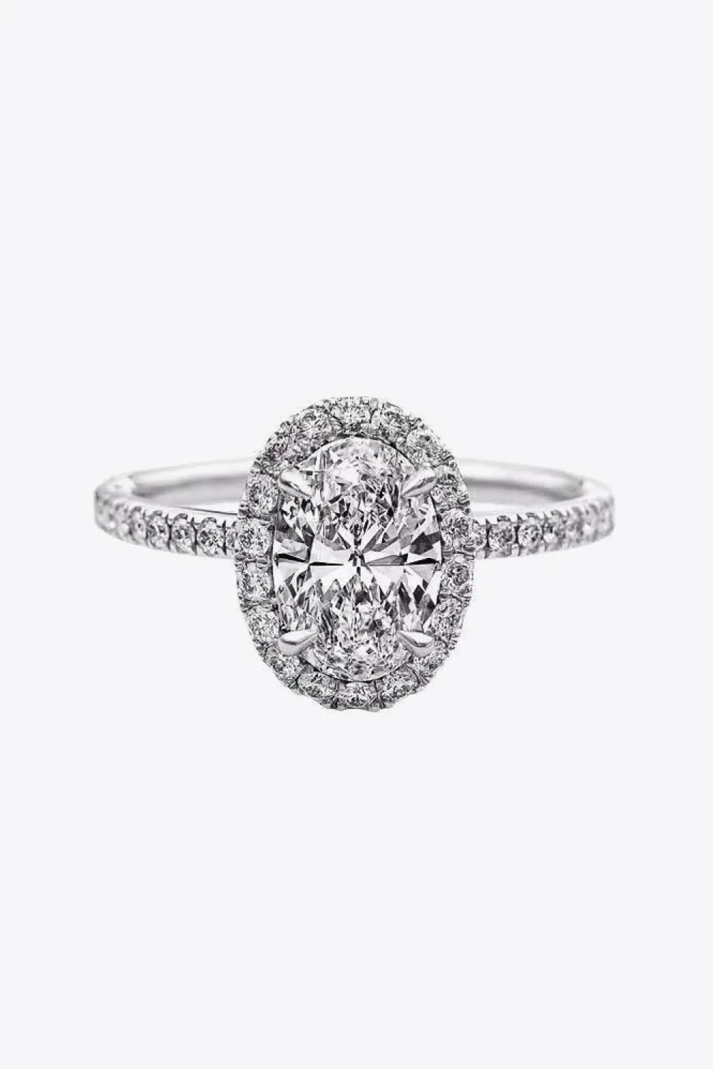 2 Carat Moissanite Engagement Ring | Platinum-Plated 925 Sterling Silver