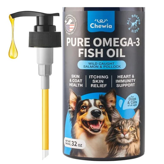 Premium Omega-3 Fish Oil for Dogs - 32 oz Liquid Supplement for Healthy Skin & Shiny Coat