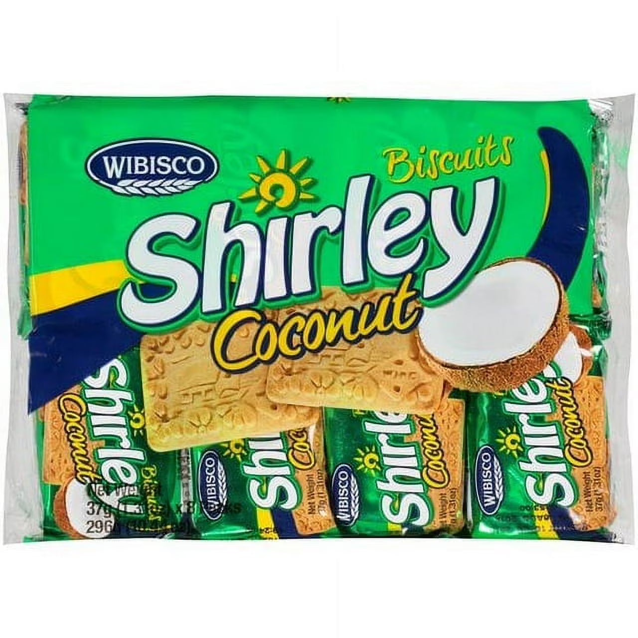Wibisco Shirley Coconut Biscuits, 1.31 oz – 8 Count | Classic Caribbean Coconut Snack