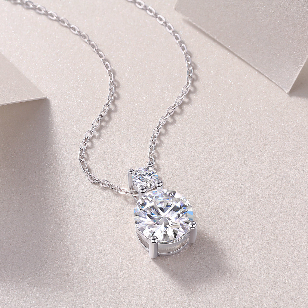 3 Carat Moissanite Pendant Necklace | S925 Sterling Silver, Platinum Plated