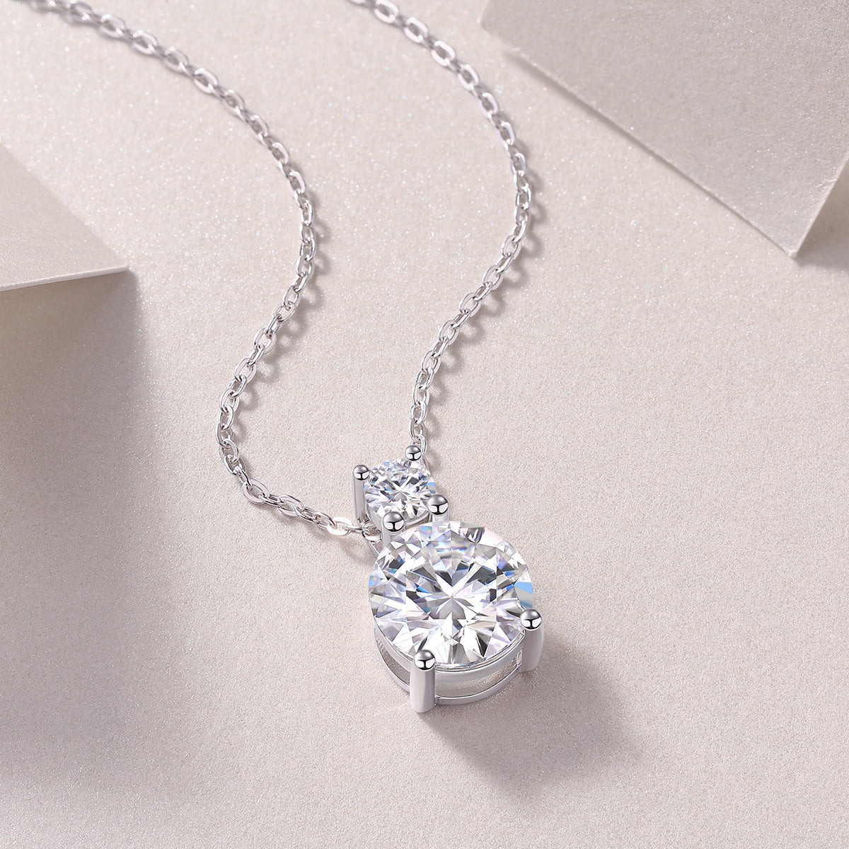 3 Carat Moissanite Pendant Necklace | S925 Sterling Silver, Platinum Plated