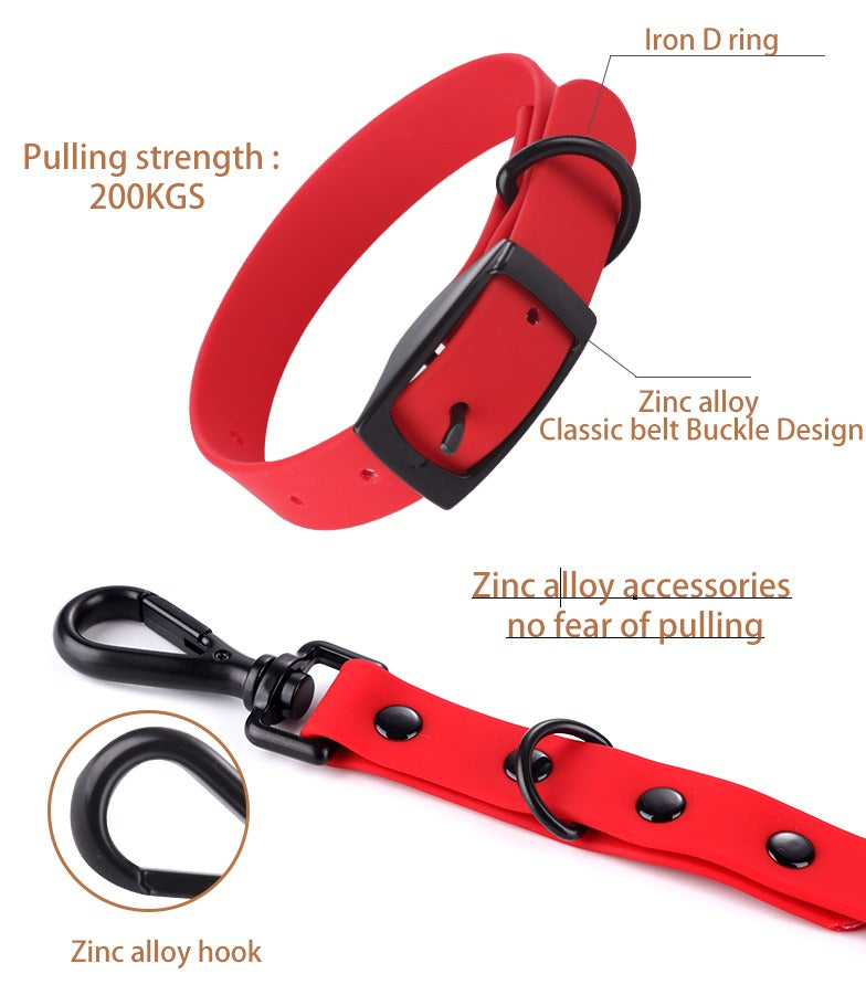 Waterproof Silicone Dog Collar and Leash Set - Odor-Free, Easy Clean for Small to Large Dogs