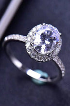 2 Carat Moissanite Engagement Ring | Platinum-Plated 925 Sterling Silver