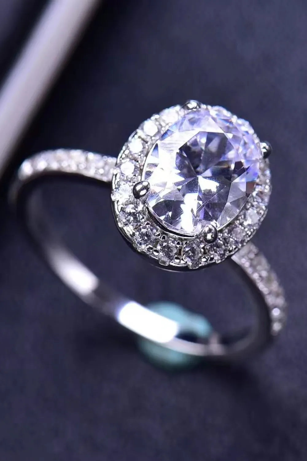 2 Carat Moissanite Engagement Ring | Platinum-Plated 925 Sterling Silver