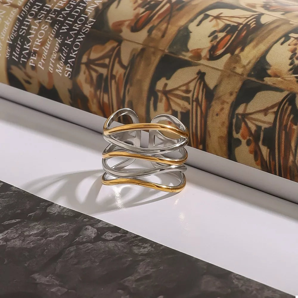 Two-Tone Open Ring | 18K Gold-Plated Stainless Steel