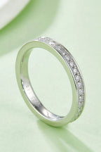 Moissanite Sterling Silver Ring | Platinum-Plated Minimalist Band
