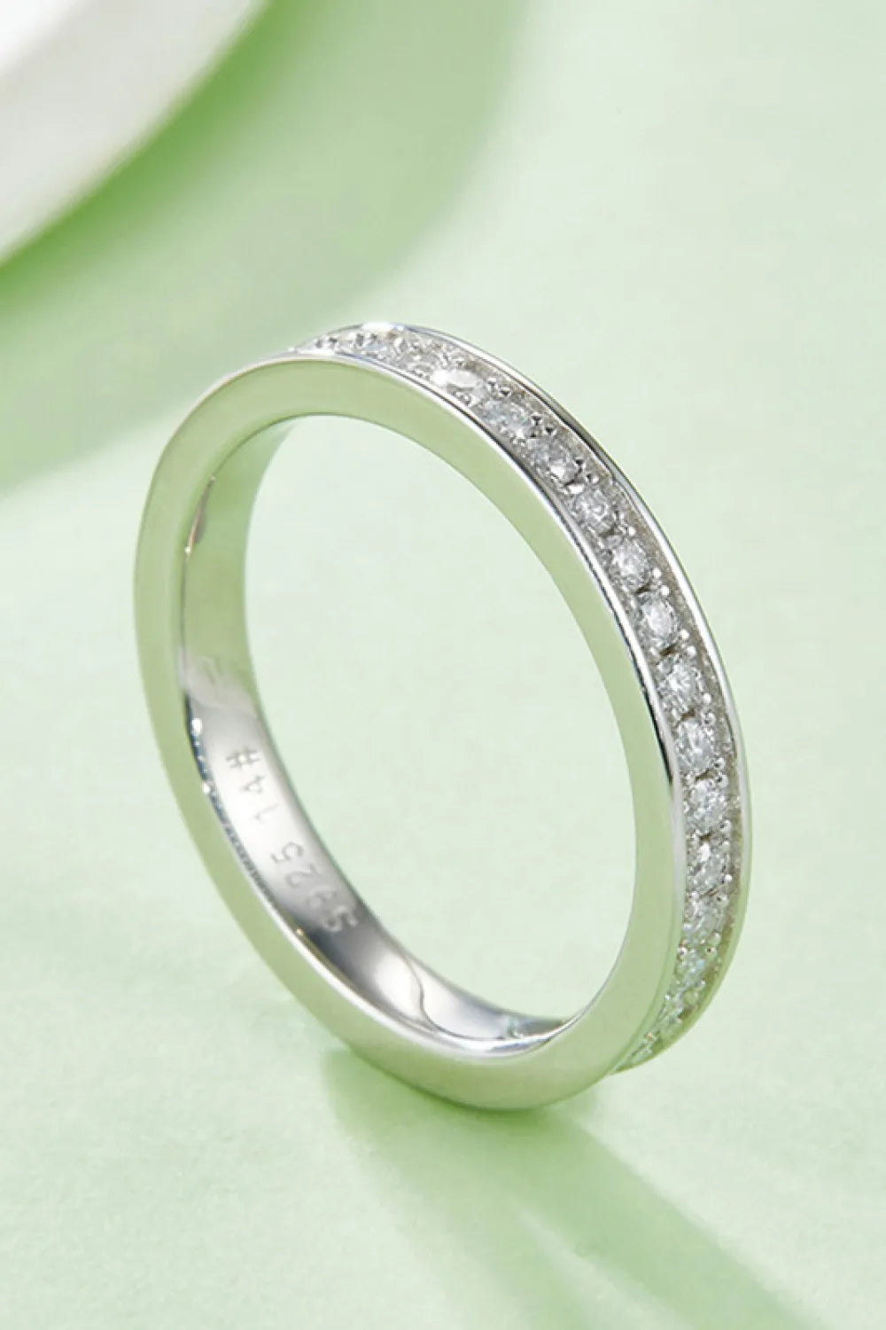 Moissanite Sterling Silver Ring | Platinum-Plated Minimalist Band