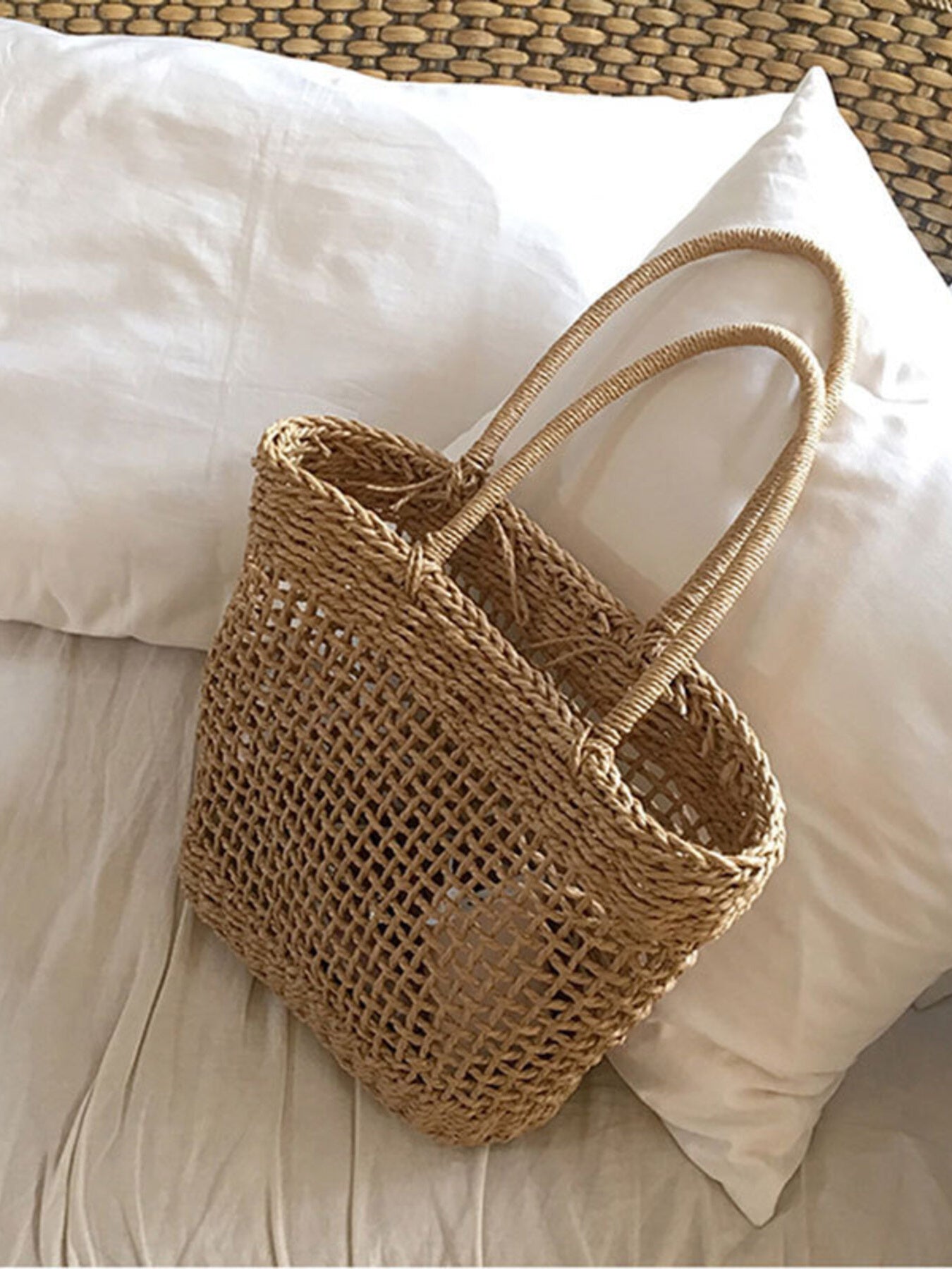 Woven Straw Handbag – Large Boho Tote Bag