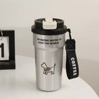 500ml Cute Cat Stainless Steel Tumbler with Straw | Insulated Travel Cup | Gift for Cat Lovers