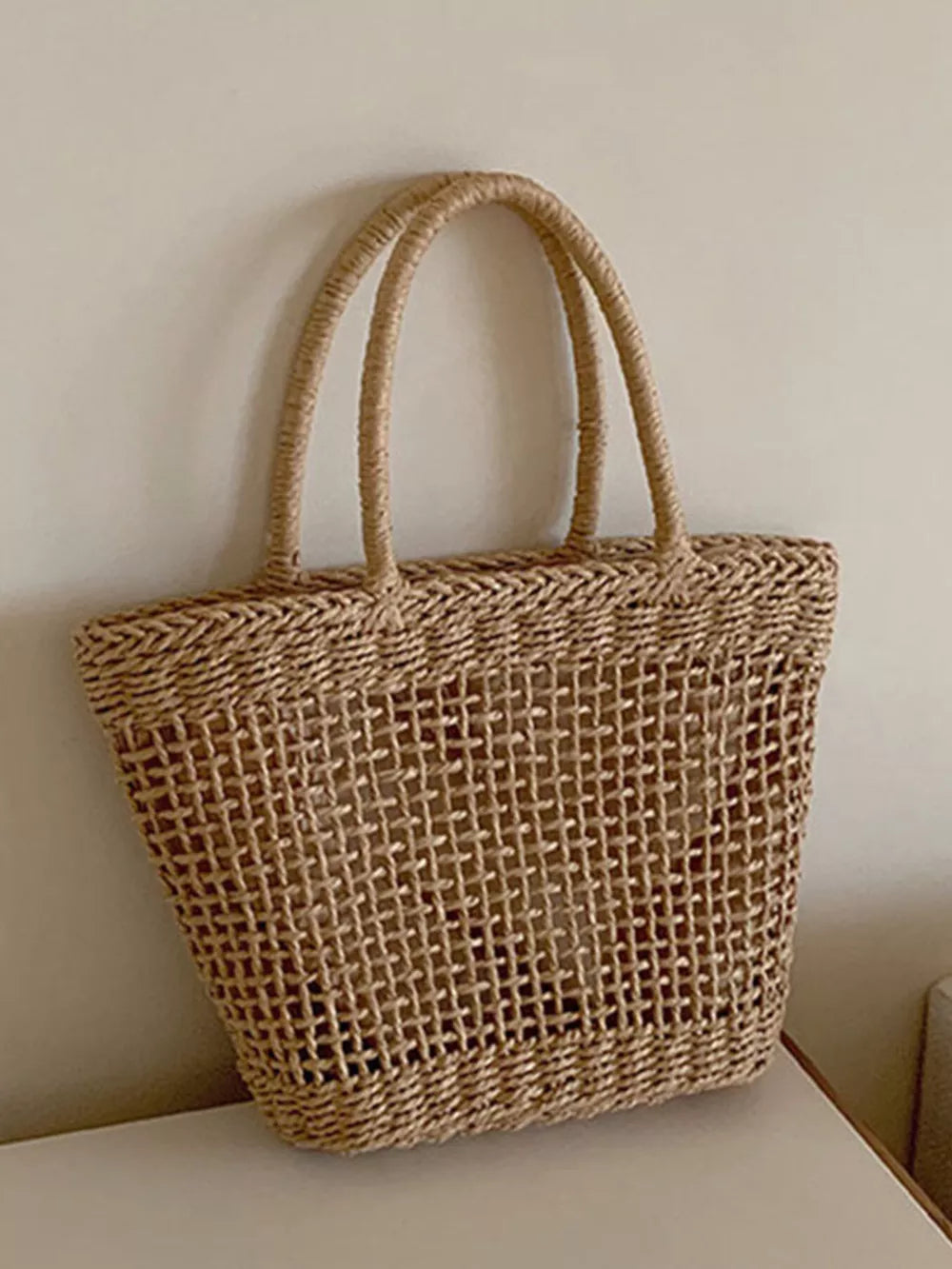 Woven Straw Handbag – Large Boho Tote Bag