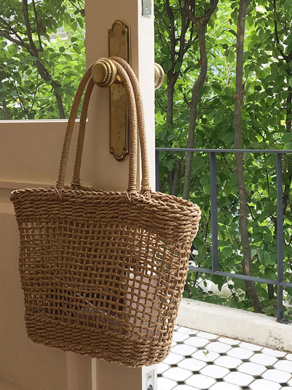 Woven Straw Handbag – Large Boho Tote Bag