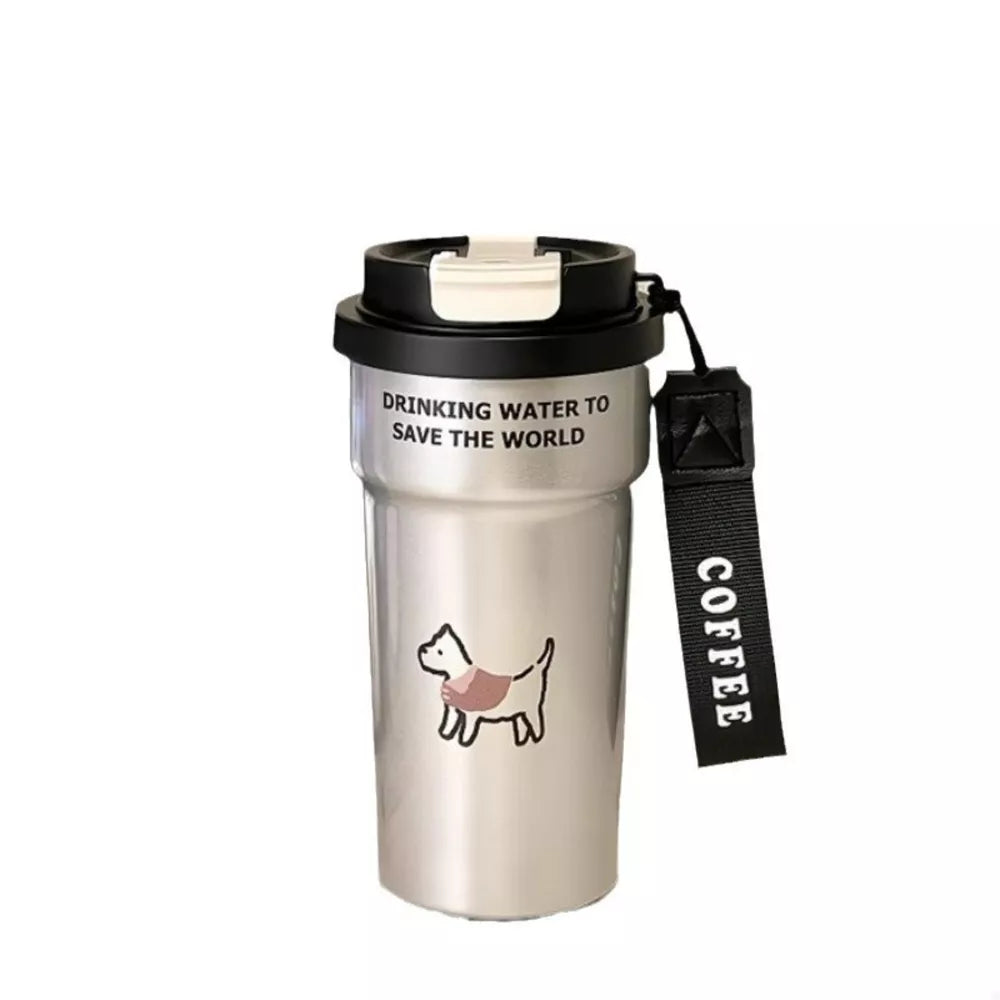 500ml Cute Cat Stainless Steel Tumbler with Straw | Insulated Travel Cup | Gift for Cat Lovers