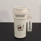 500ml Cute Cat Stainless Steel Tumbler with Straw | Insulated Travel Cup | Gift for Cat Lovers