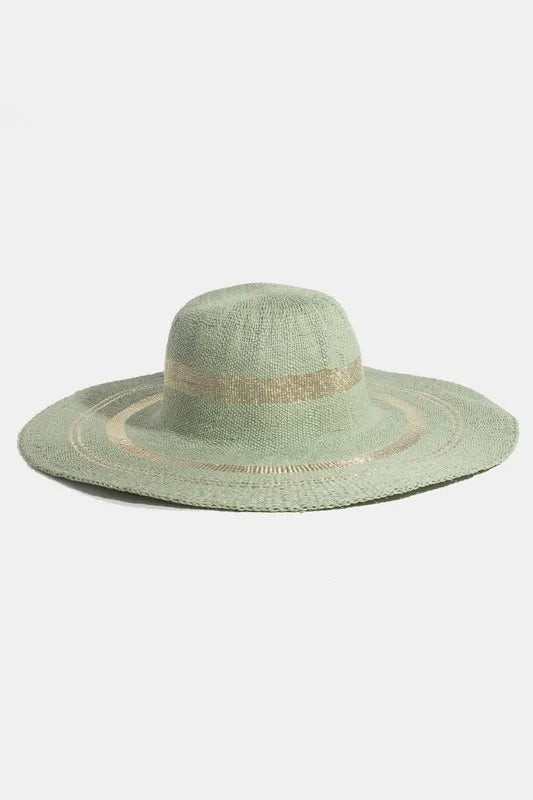 Women's Floppy Sun Hat – Metallic Accent Trim, Paper Blend & One Size Fits Most