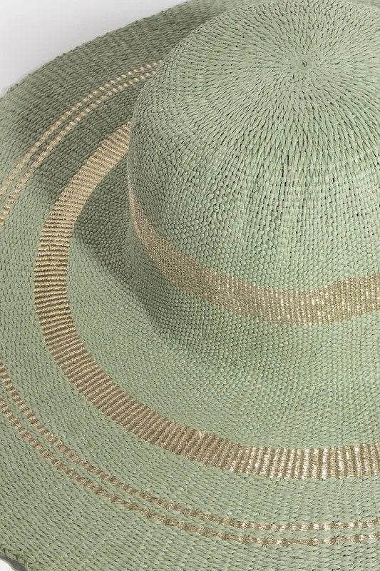 Women's Floppy Sun Hat – Metallic Accent Trim, Paper Blend & One Size Fits Most