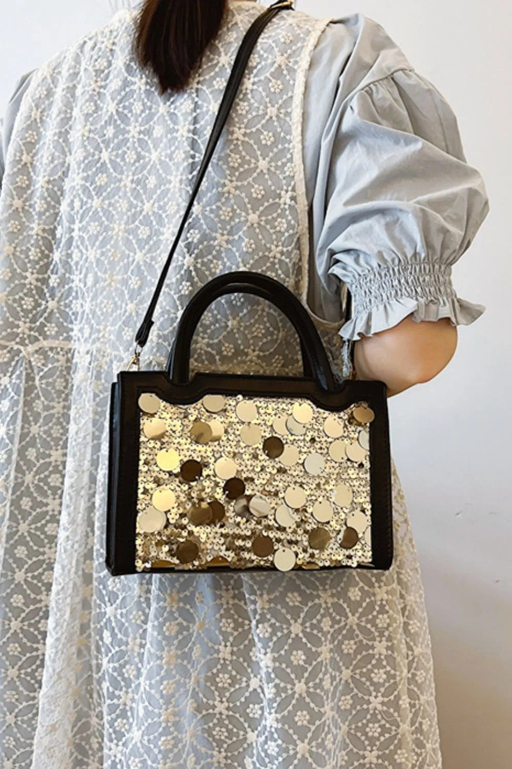 PU Leather Sequin Handbag – Glam Evening Shoulder Bag