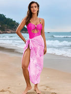 Cutout Sweetheart Neck One-Piece Swimsuit & Cover-Up Set