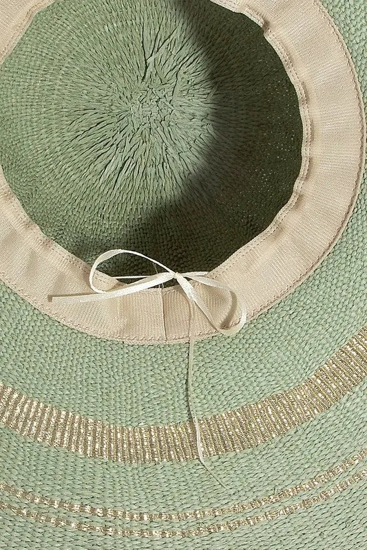 Women's Floppy Sun Hat – Metallic Accent Trim, Paper Blend & One Size Fits Most