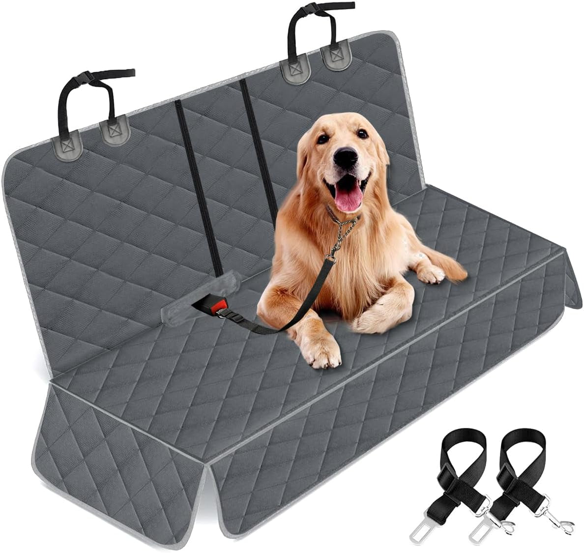 Dog Car Seat Cover, Back Seat Cover for Dogs Pet Car Seat Protector Waterproof Bench Car Seat Cover, Non-Slip Reat Seat Cover Fits Middle Armrest for Most Cars Trucks Suvs - Black