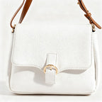 White Crossbody Bag for Women - Lightweight Vegan Leather Purse with Adjustable Strap