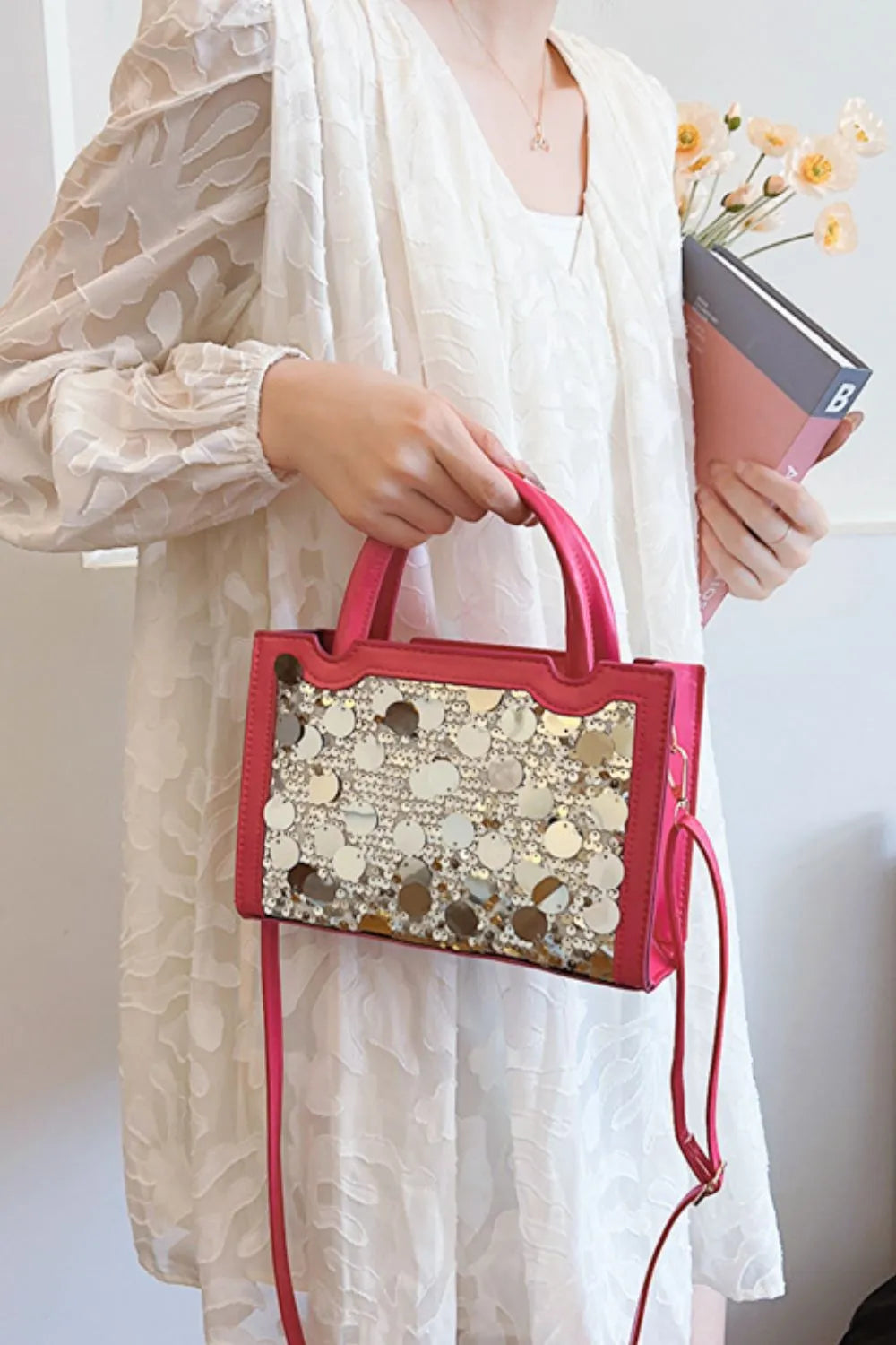 PU Leather Sequin Handbag – Glam Evening Shoulder Bag