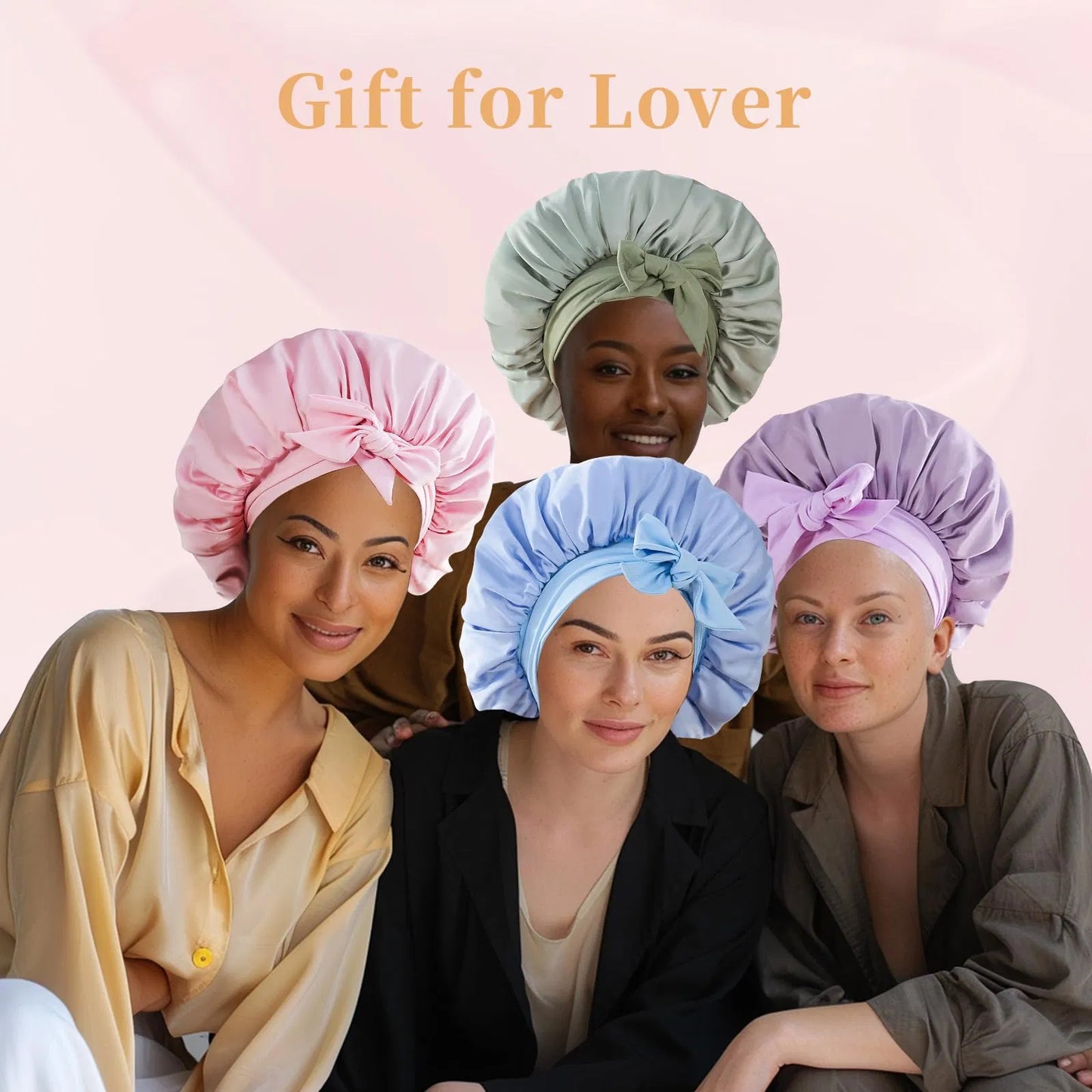 Satin Sleep Bonnet for Natural Hair – Adjustable Silk Hair Cap for All Hair Types (1A–4C)