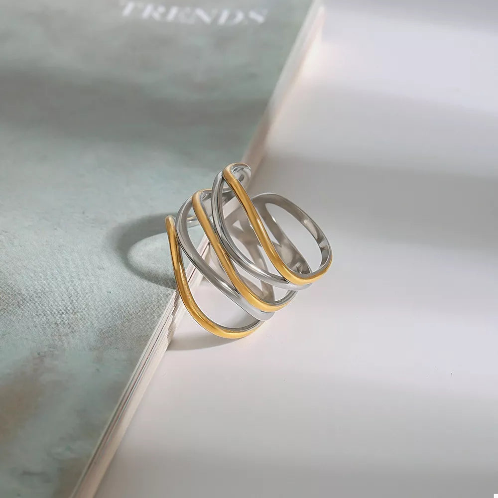 Two-Tone Open Ring | 18K Gold-Plated Stainless Steel
