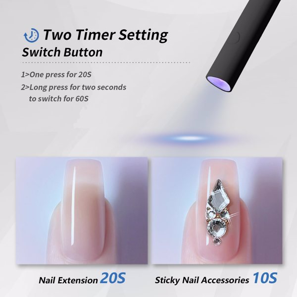 Mini UV LED Nail Lamp | Portable Rechargeable Gel Polish Dryer with Foldable Stand