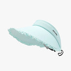 Women's Frill Sun Hat – PVC Ice Silk Wide Brim, Adjustable & Packable
