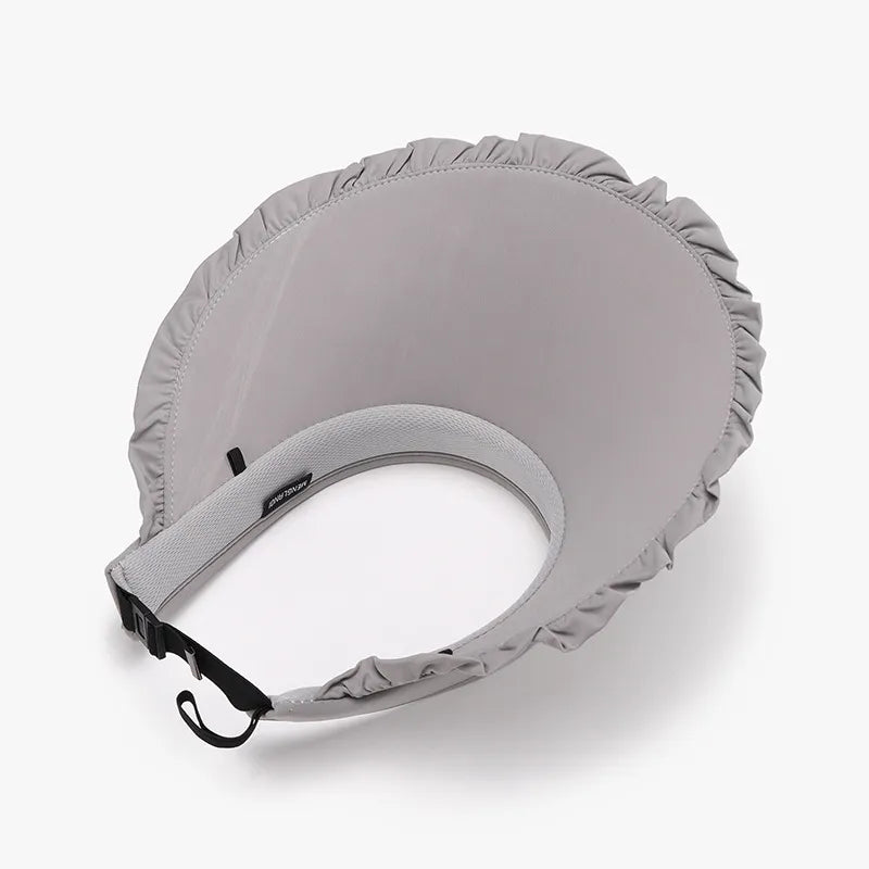 Women's Frill Sun Hat – PVC Ice Silk Wide Brim, Adjustable & Packable