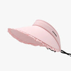 Women's Frill Sun Hat – PVC Ice Silk Wide Brim, Adjustable & Packable