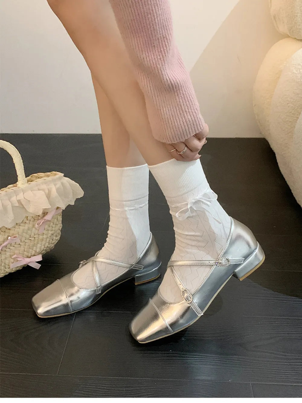 Women's Square Toe Block Heel Mary Jane Shoes | PU Leather Low Heel Strap Shoes