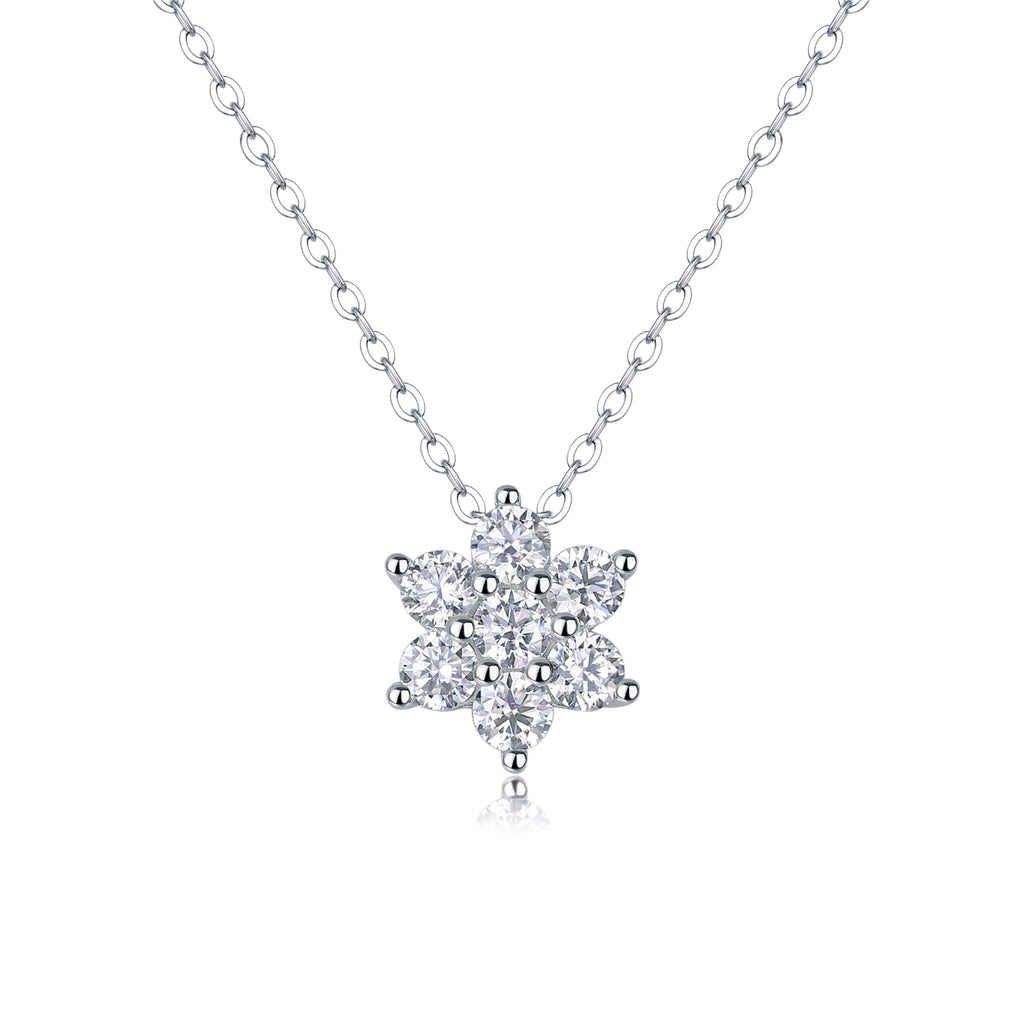 Snowflake Moissanite Pendant Necklace | S925 Sterling Silver & Platinum Plating