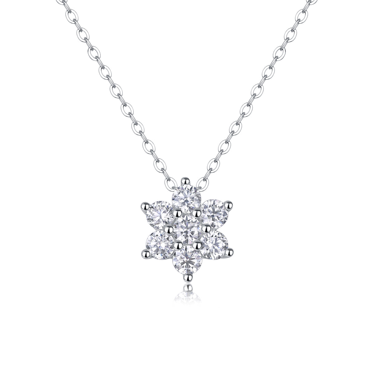 Snowflake Moissanite Pendant Necklace | S925 Sterling Silver & Platinum Plating
