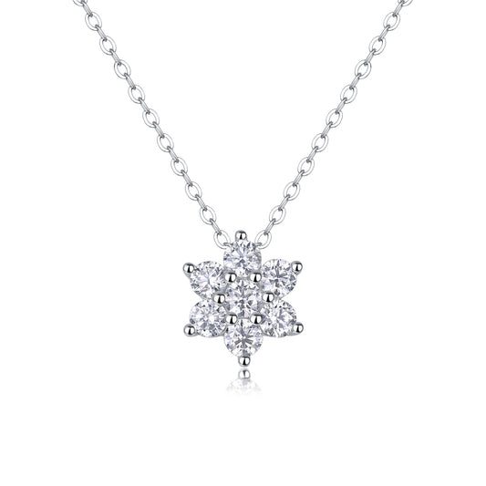 Snowflake Moissanite Pendant Necklace | S925 Sterling Silver & Platinum Plating