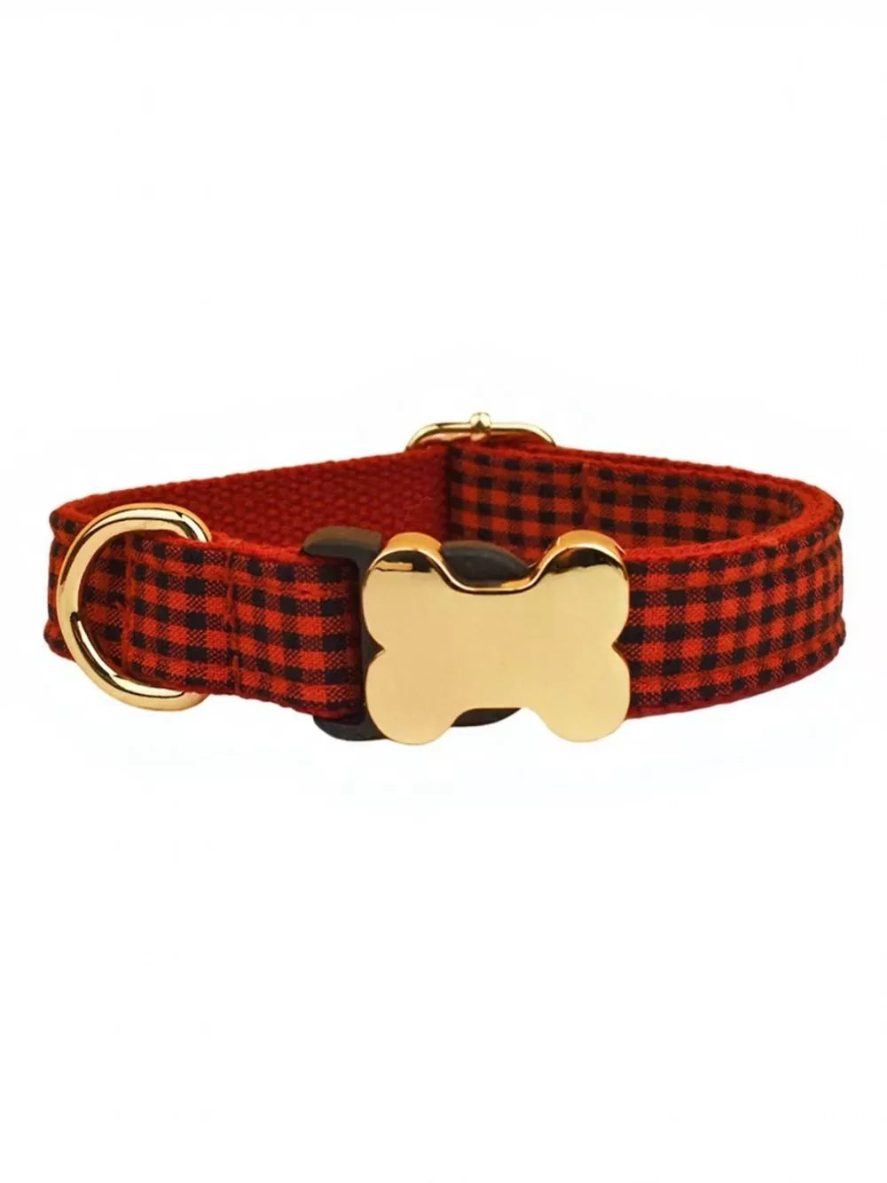 Plaid Bone Buckle Dog Collar – Adjustable & Stylish Pet Collar XS–XL