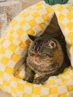 Pineapple Cat Bed – Foldable Semi-Enclosed Cozy Pet Nest