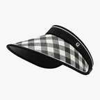 Women's Plaid Sun Hat – Natural Grass Wide Brim, Adjustable & Eco-Friendly