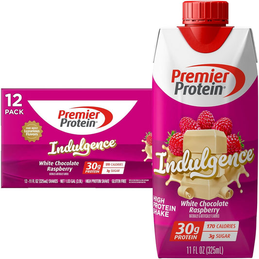 Premier Protein Indulgence Shake, White Chocolate Raspberry, 30g Protein, 11 fl. oz. (Pack of 12)